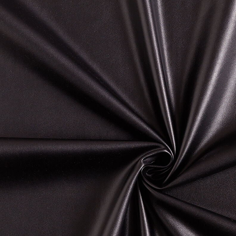 Piel sintética elástica lisa – negro,  image number 1