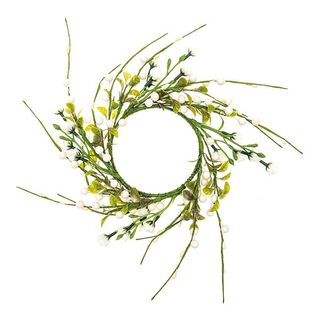 Decoración Guirnalda Floral con bayas [Ø11 cm/ 39 cm] – blanco/verde, 