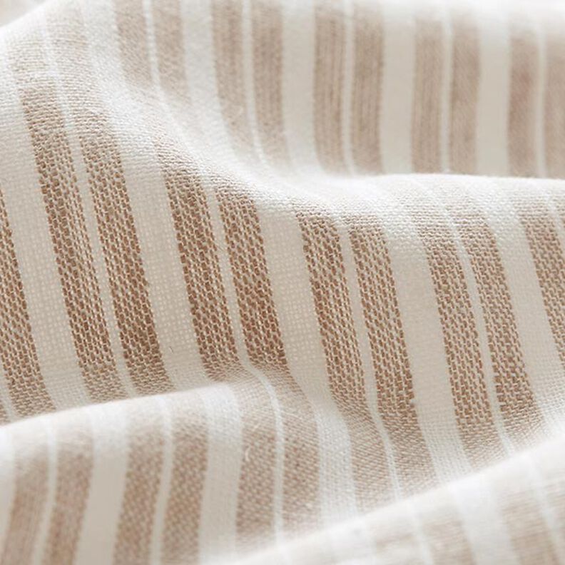 Mezcla de lino y algodón Rayas anchas – beige/blanco lana,  image number 2