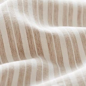 Mezcla de lino y algodón Rayas anchas – beige/blanco lana, 
