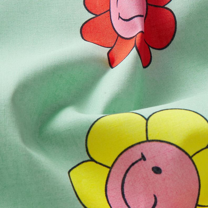 Algod&oacute;n revestido Flores alegres | Poppy Fabrics &ndash; menta/amarillo lim&oacute;n,  image number 3