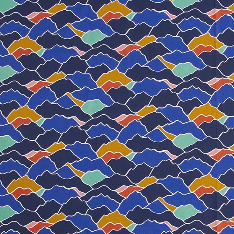 Tela de algodón Cretona Ondas abstractas – azul real/salvia,  image number 1