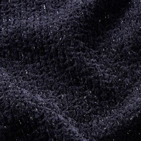 Chenilla Jacquard de punto Brillante – azul negro/plata metalizada, 
