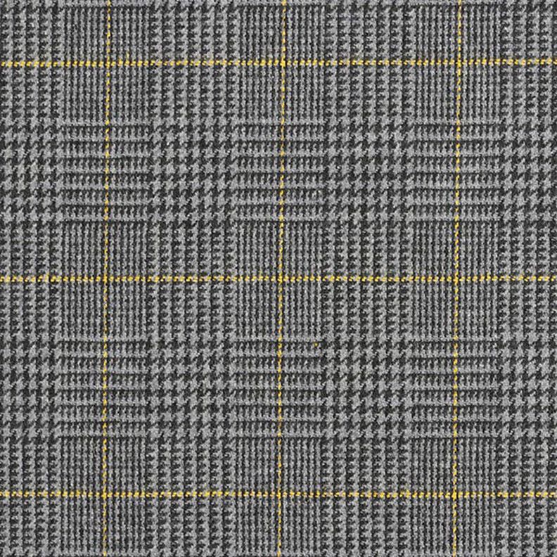 Tela de lana Príncipe de Gales – gris oscuro/amarillo,  image number 1