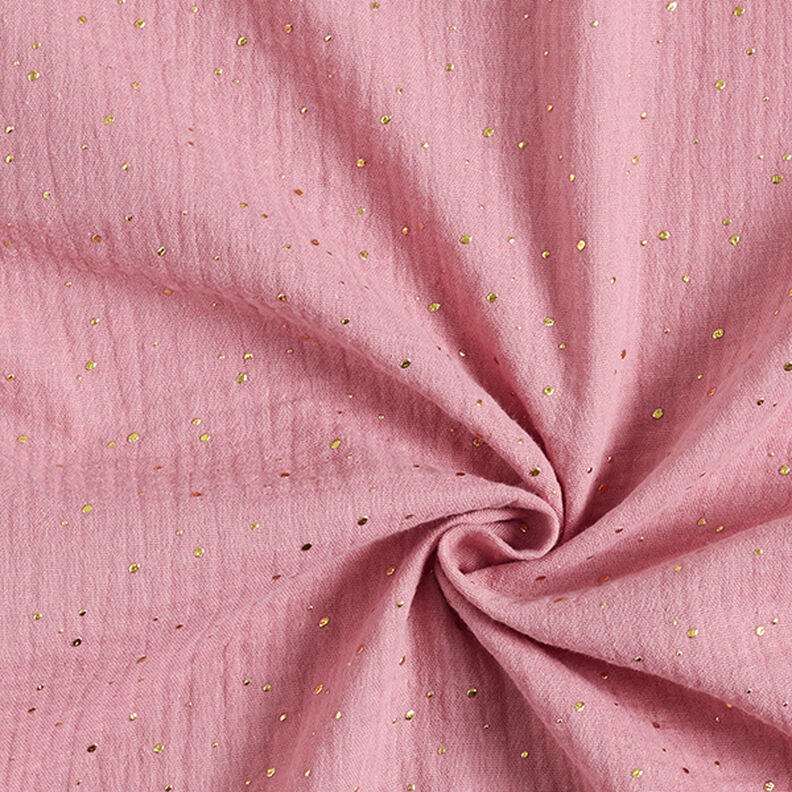 Muselina de algodón con manchas doradas dispersas – rosa/dorado,  image number 3
