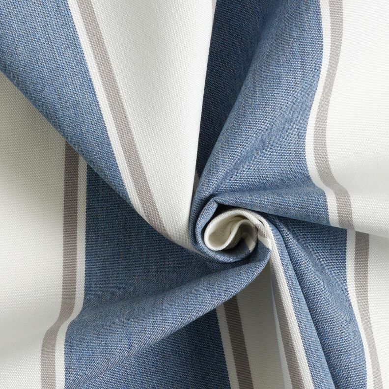 Telas para exteriores Lona Rayas finas – blanco lana/azul gris,  image number 3