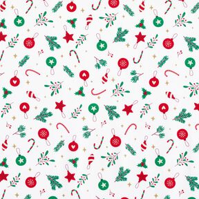 Tela de algodón Cretona Decoración navideña – blanco/verde, 