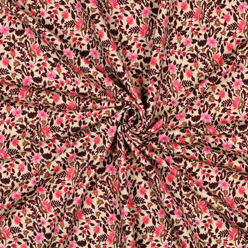Felpa francesa veraniega pequeñas flores Impresión digital – anacardo/rosa intenso,  image number 3