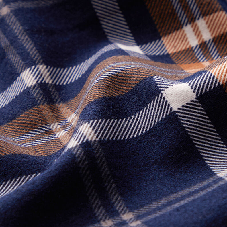 Franela de algodón Estampado de cuadros | by Poppy – azul marino/marrón avellana,  image number 2