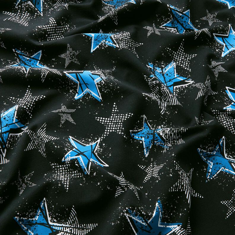 Felpa francesa veraniega Variaciones de estrellas | Glitzerpüppi – negro/azul,  image number 2