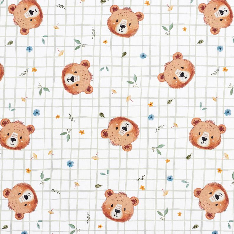 Popelina de algodón Peluche con estampado de cuadros Impresión digital – blanco/caña,  image number 1