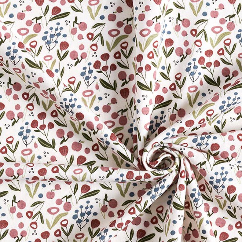 Tela de jersey de algodón Prado de flores con manzanas  – blanco lana,  image number 3