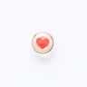 Botón con ojal con diseño de corazón y borde dorado [ Ø 11 mm ] – rojo/dorado,  thumbnail number 1