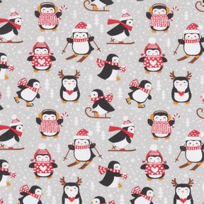 Tela de algodón Cretona Pingüinos – gris plateado, 
