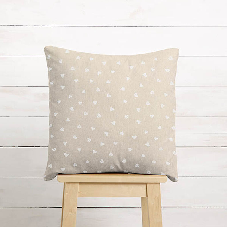 Tela decorativa Panama media Corazones – blanco/naturaleza,  image number 6