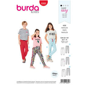Pantalones deportivos, Burda 9300 | 122 - 164, 