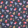 Tela de jersey de algodón Telas con licencia Letras y flores de Peppa Pig | ABC Ltd. – gris,  thumbnail number 1