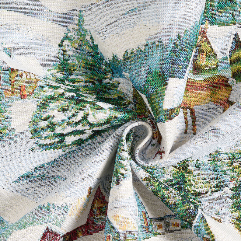 Tela decorativa Tapiz Paisaje invernal – marfil/turquesa claro,  image number 3