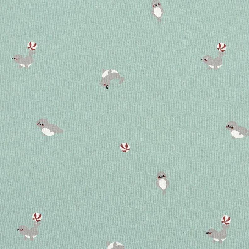 Tela de jersey de algod&oacute;n Acrobacias con focas &ndash; azul claro,  image number 1