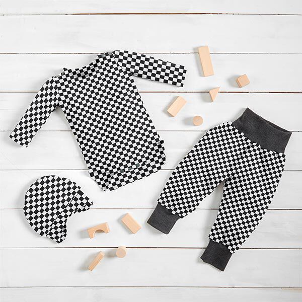 Tela de jersey de algodón Tablero de ajedrez [9 mm] – negro/blanco,  image number 9