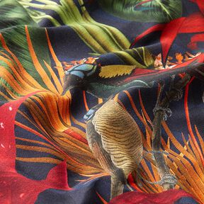 Tela decorativa Panama media Impresión digital Exótico – verde oscuro, 