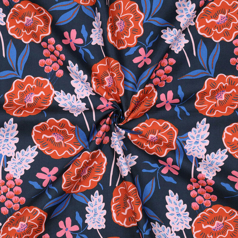 Popelina de algodón Fresh Flowers | Nerida Hansen – azul noche,  image number 3