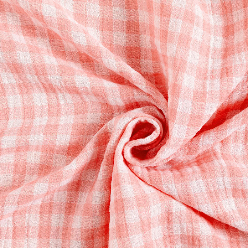 Muselina/doble arruga Hilo de cuadrados Vichy teñidos – rosa antiguo/blanco,  image number 5