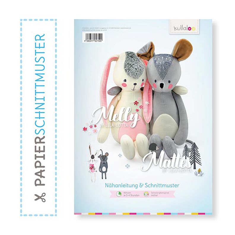 Patrón de papel doble de animales de peluche «MELLY & MATTES» de Lila-Lotta  | Kullaloo,  image number 1