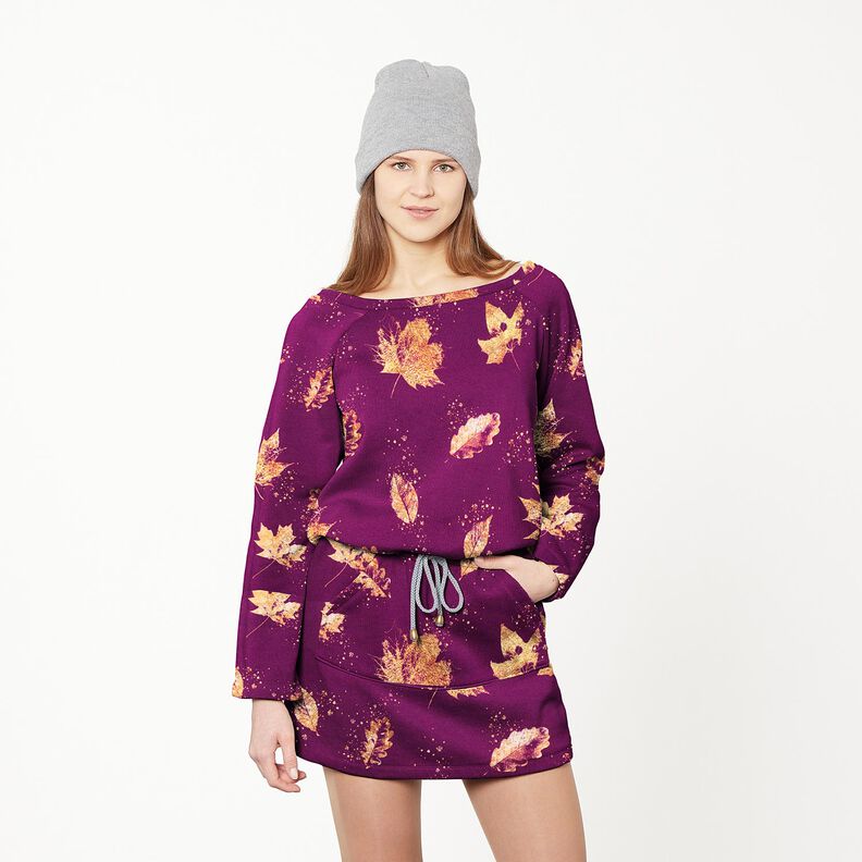Felpa francesa Hojas doradas de oto&ntilde;o | Glitzerp&uuml;ppi &ndash; uva/dorado,  image number 5