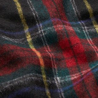 Tela de lana virgen para abrigo a cuadros escoceses – negro/rojo, 
