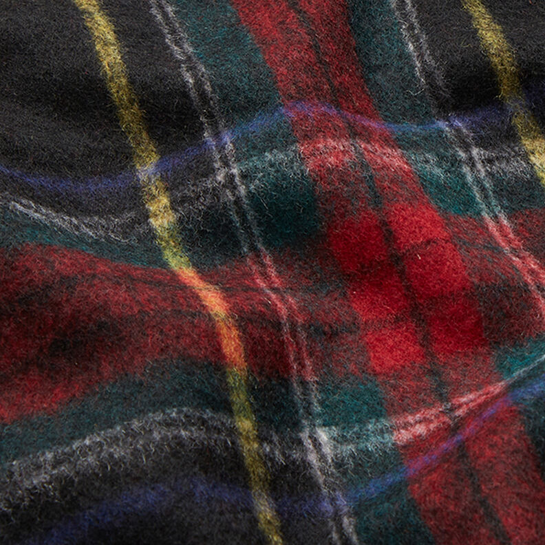 Tela de lana virgen para abrigo a cuadros escoceses – negro/rojo,  image number 2