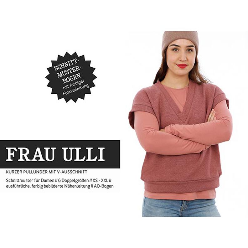 FRAU ULLI - Chaleco de punto corto con escote de pico, Studio Schnittreif  | XS -  XXL,  image number 1
