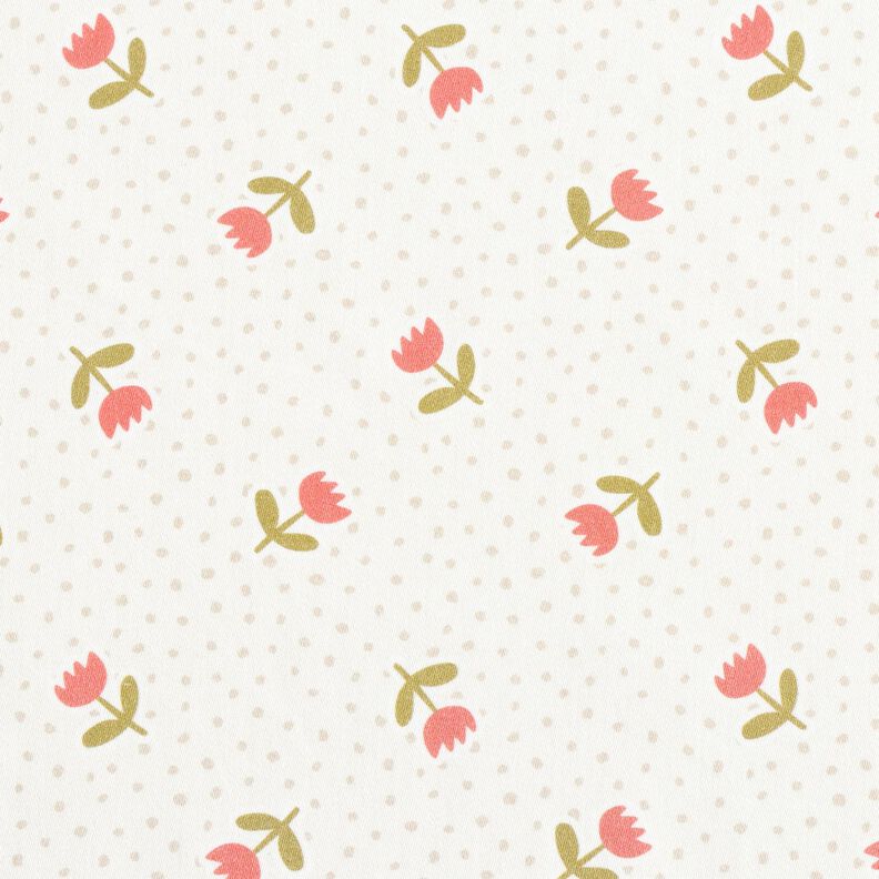 Tela decorativa Satén de algodón Bonitos tulipanes – marfil/langosta,  image number 1