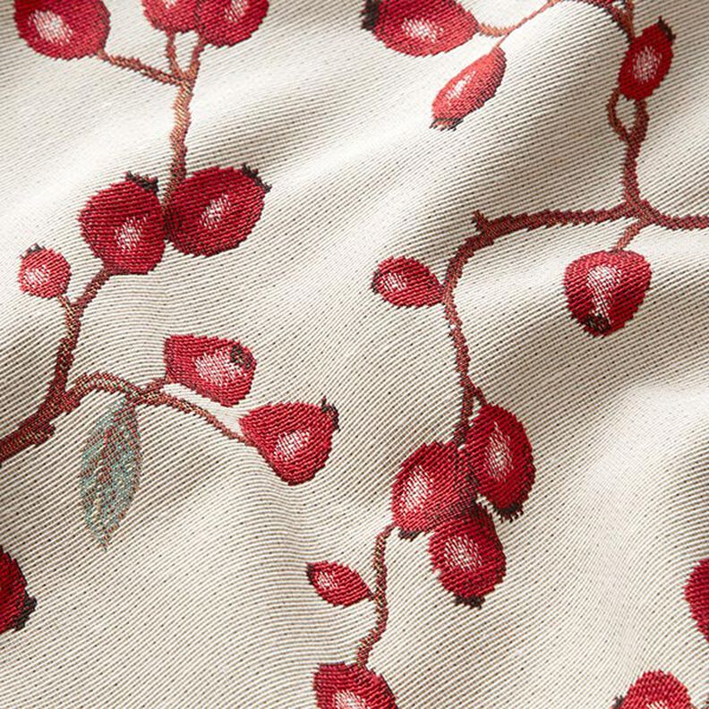 Tela decorativa Tapiz Rosa mosqueta – beige claro/rojo,  image number 2
