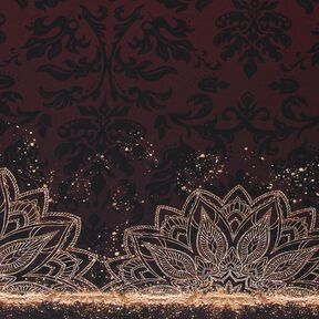Tela de jersey de algodónTela ribeteada Mandala con motas doradas | Glitzerpüppi – marrón, 
