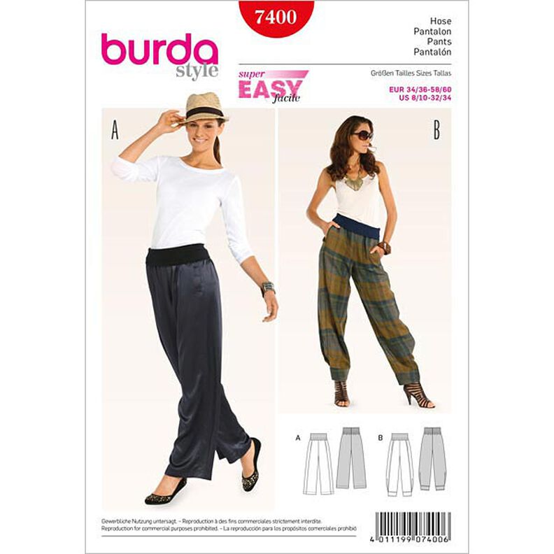 Pantalones elásticos, Burda 7400,  image number 1