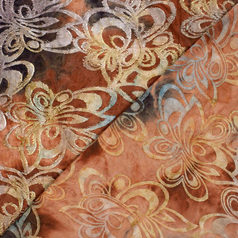 Jersey jacquard Flores con batik – borgoña/piedra gris,  image number 4
