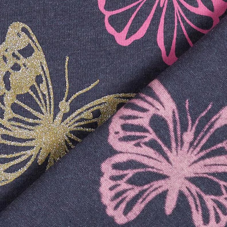 Tela de jersey de algodón Mariposas brillantes – azul negro,  image number 6