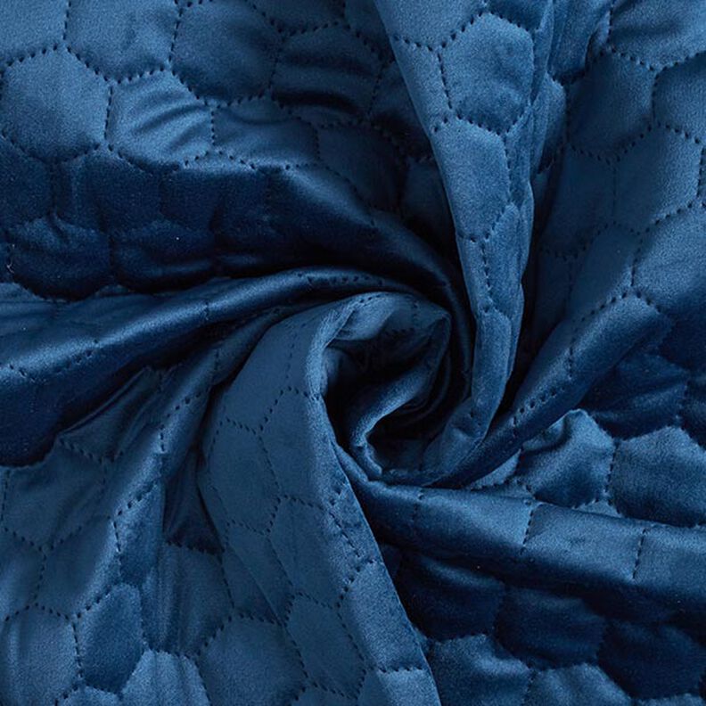 Tela de tapicería Terciopelo acolchado en diseño de panal – azul marino,  image number 3