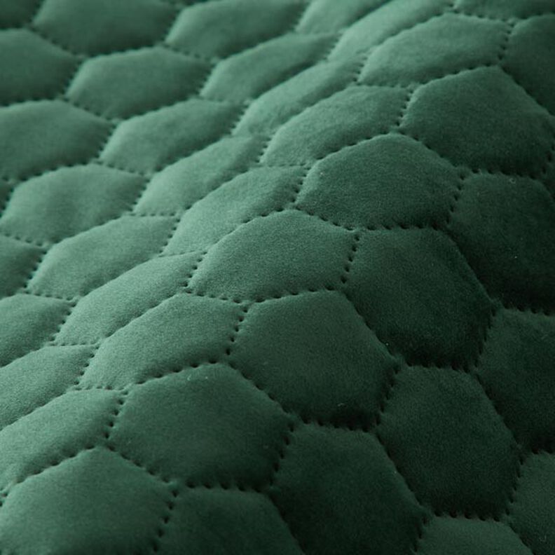 Tela de tapicería Terciopelo acolchado en diseño de panal – verde oscuro,  image number 2