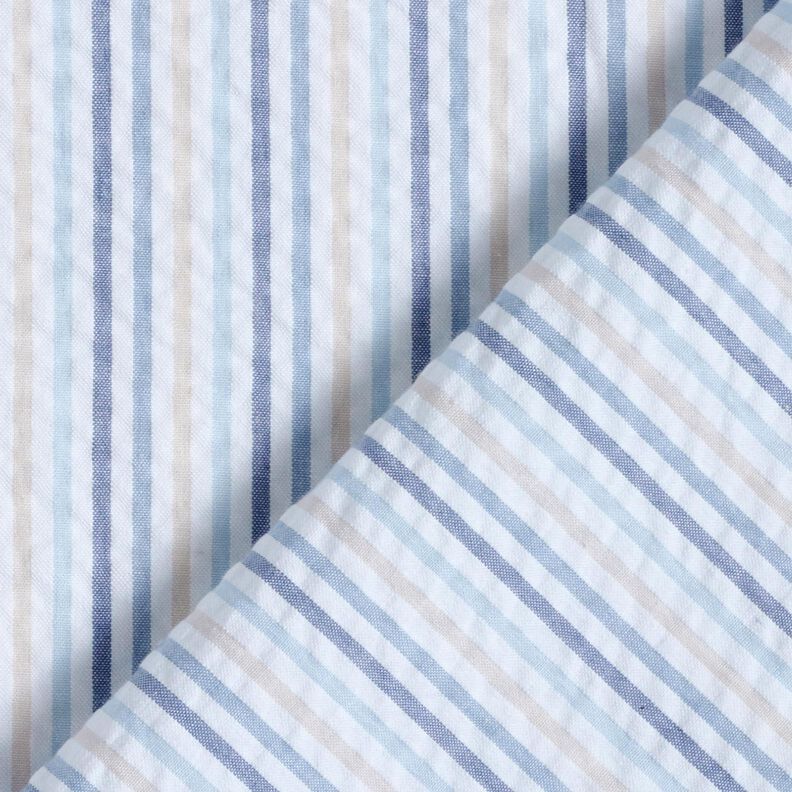 Tela Seersucker Algodón Mezcla de rayas – azul/blanco,  image number 4