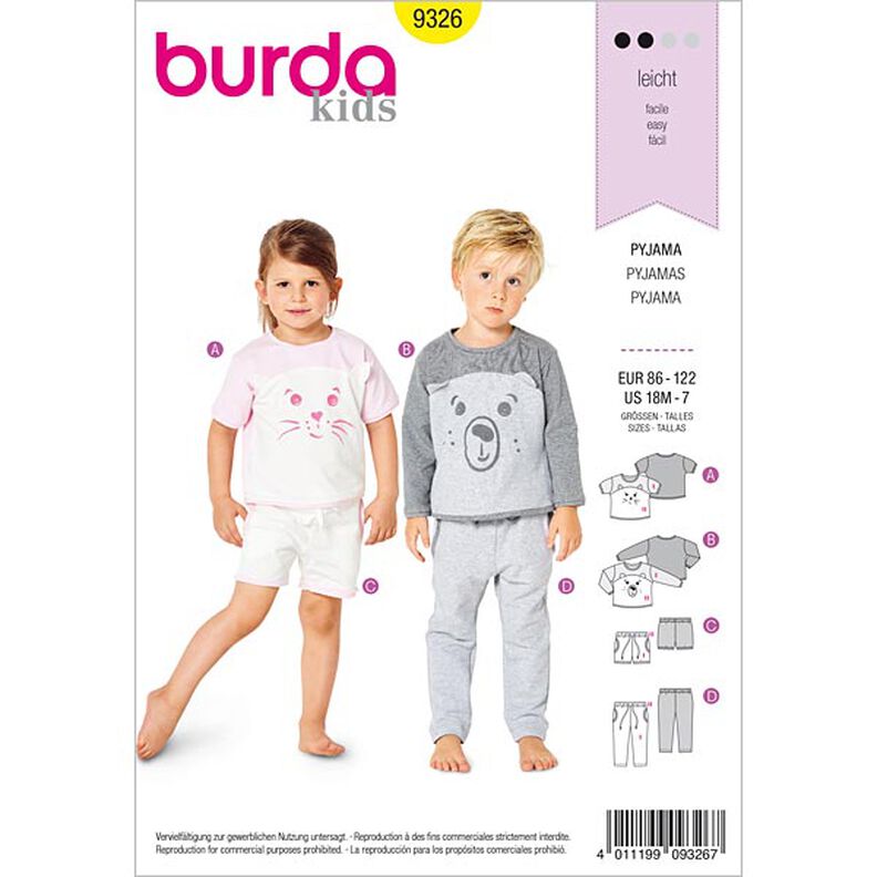 Pijama de niño, Burda 9326 | 86 - 122,  image number 1
