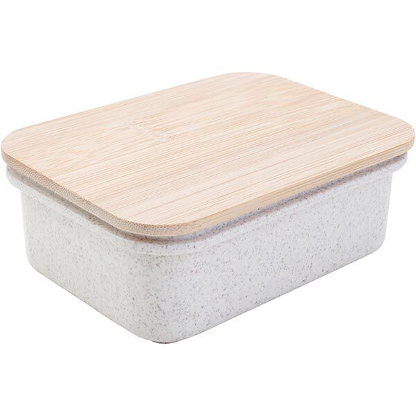 Caja de aperitivos de plástico ecológico con tapa de madera,  image number 1