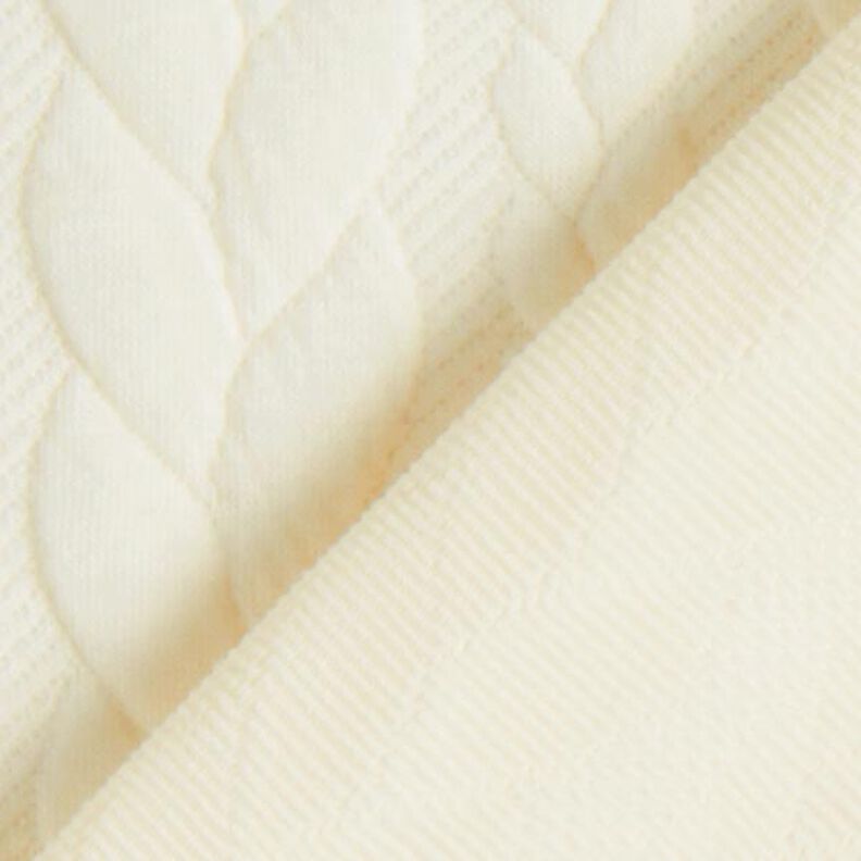 Tela de jersey jacquard Cloqué Punto trenzado – blanco,  image number 4