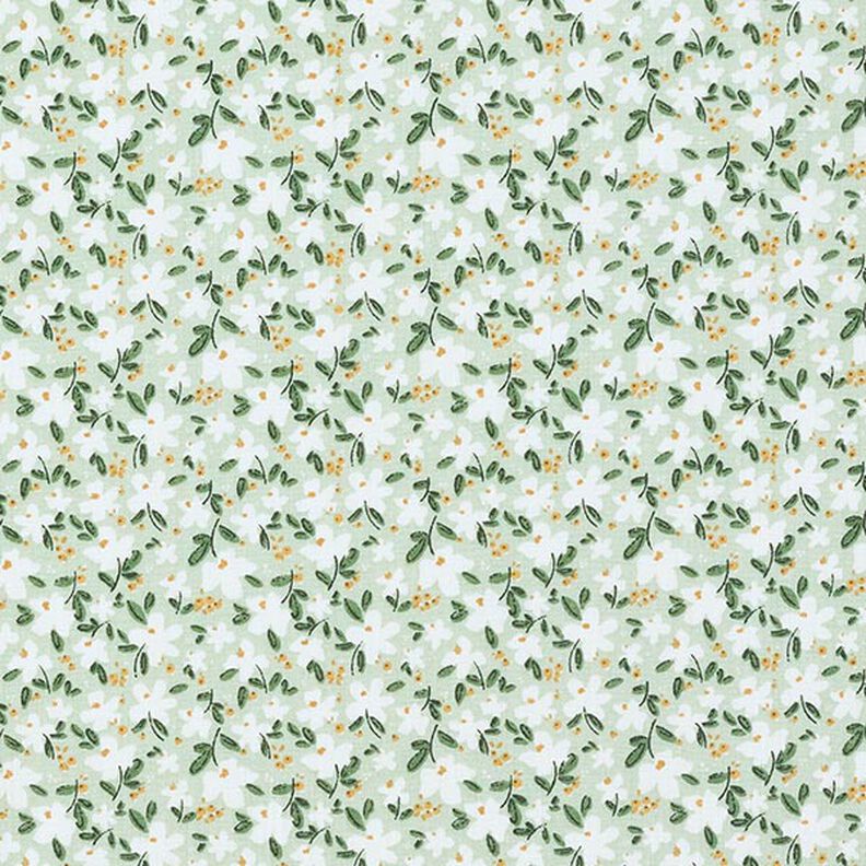 Popelina de algodón orgánico con flores delicadas – menta suave,  image number 1