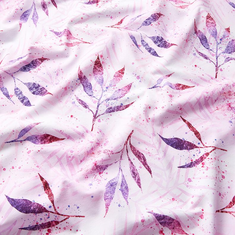 Tela de jersey de algodón Hojas mágicas | Glitzerpüppi – rosado,  image number 1