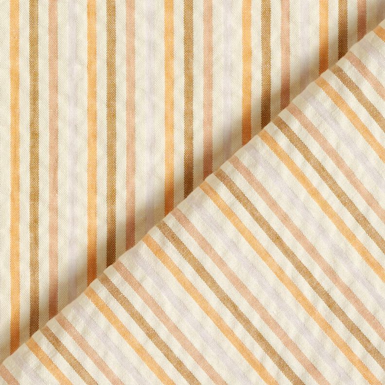 Tela Seersucker Algodón Mezcla de rayas – albaricoque/blanco lana,  image number 4