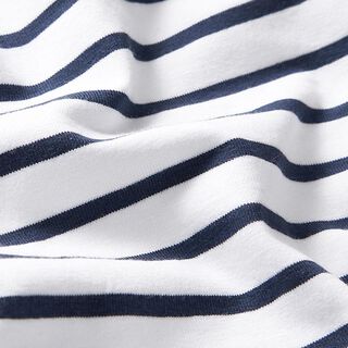 Punto de algodón con rayas estrechas y anchas – blanco/azul marino, 