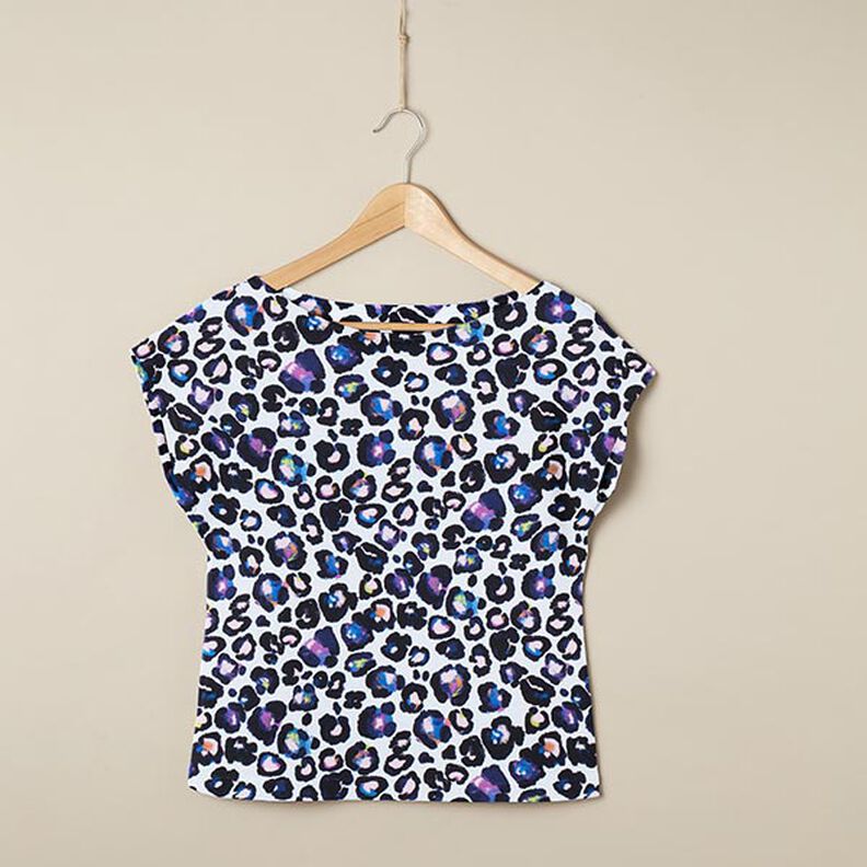 Tela de jersey de algodón Patrón de leopardo de neón Impresión digital – blanco lana,  image number 7