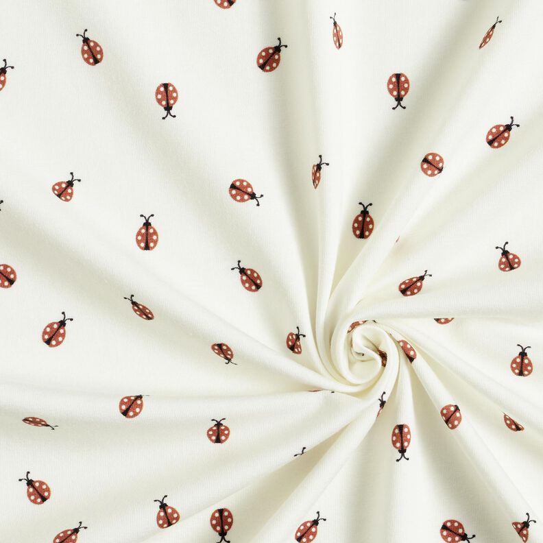 Tela de jersey de algod&oacute;n Mariquita &ndash; blanco/rojo,  image number 3